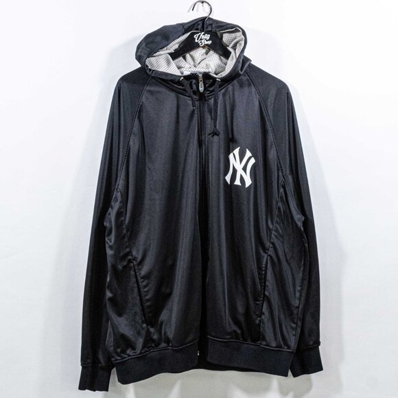 New York Yankees Logo Spell Out Zip Up Jacket Majestic Hooded 4XL MLB Baseball - Picture 10 of 10
